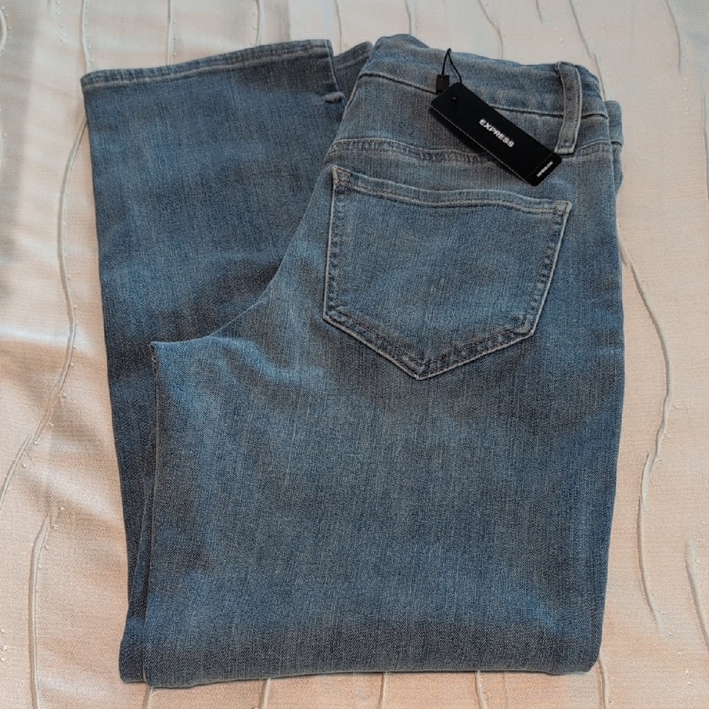 Express Flex Hyper Stretch Light Blue Denim Ankle Jeans